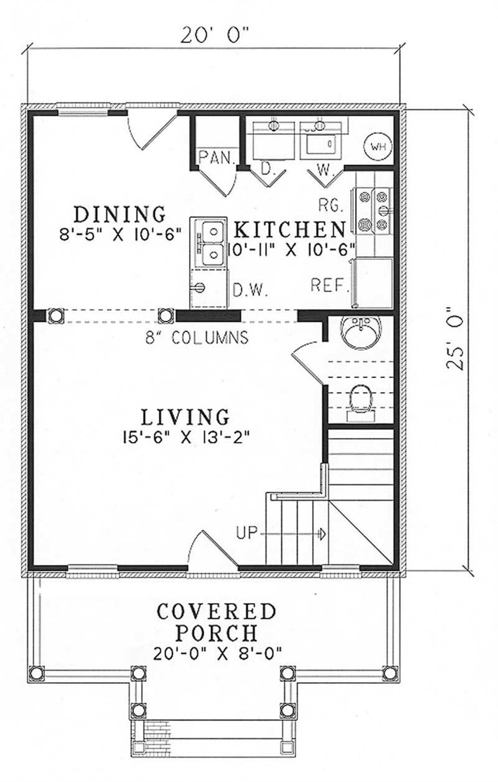 Floor Plan First Story of Small House Plans #153-1634